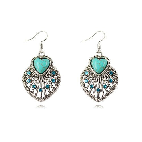 Vintage Turquoise Earring Fine Jewelry New Fashion For Women Brand Charm Silver Drop Earring Hot Christmas Gift