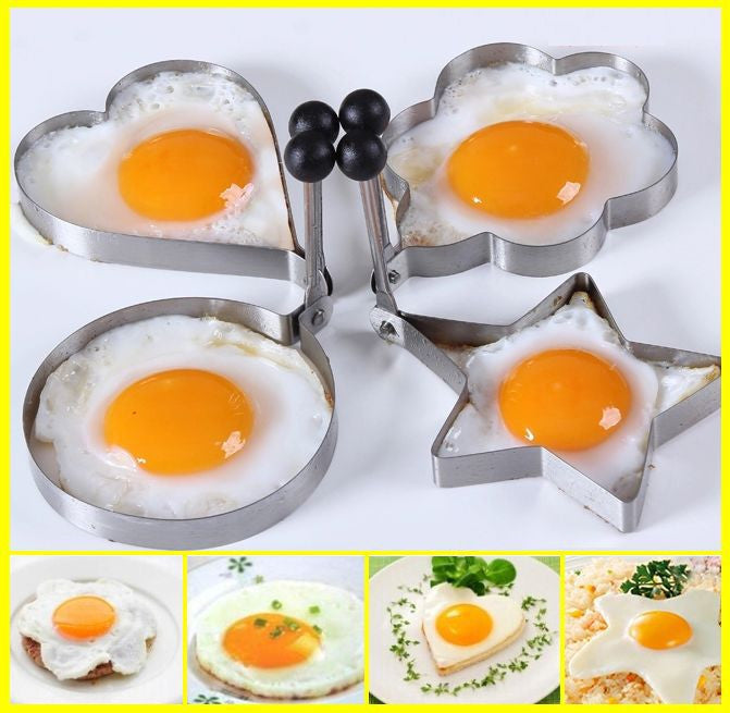 Stainless Steel Pancake Mould Mold Ring Cooking Fried Egg Shaper Kitchen Tools-4pcs/set