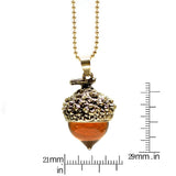 Vintage Antique Bronze Silver Gold Plated Water Drop Suspension Glass Acorn Oak Pendant Necklace For Women