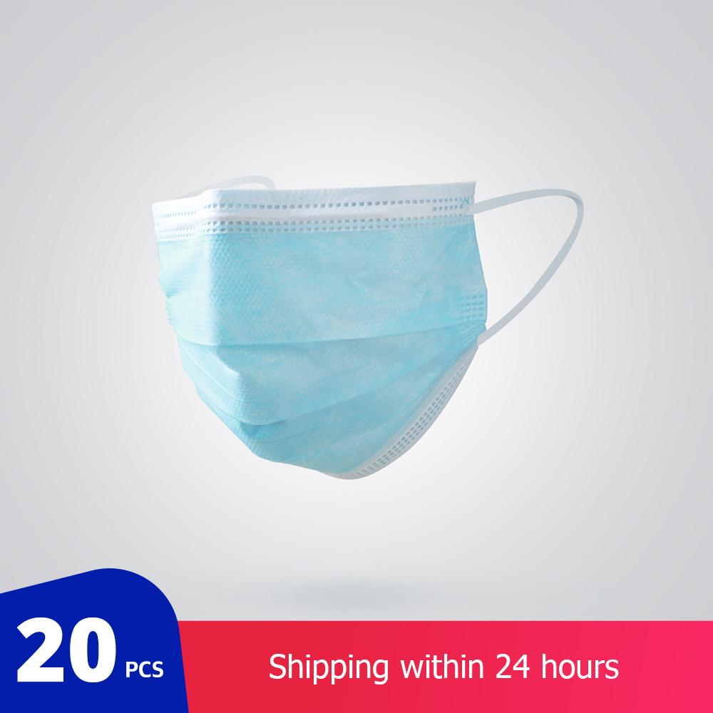 20 pcs/Bag 3 Layer Non-woven Dust Face Mask Thickened Disposable Mouth Mask Dust Filter Safety Mask