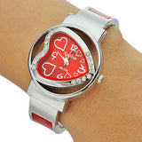 New Quartz Bangle Fashion Rhinestone Heart Shape Wristwatch Bracelet Watch Casual Sports Watches Ladies Women Dress Watch