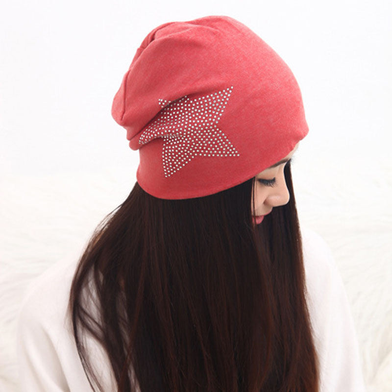 Autumn Fashion New Knit Baggy Beanie Hat with Star Female Warm Winter Hats for Girls Women Beanies Bonnet Head Cap