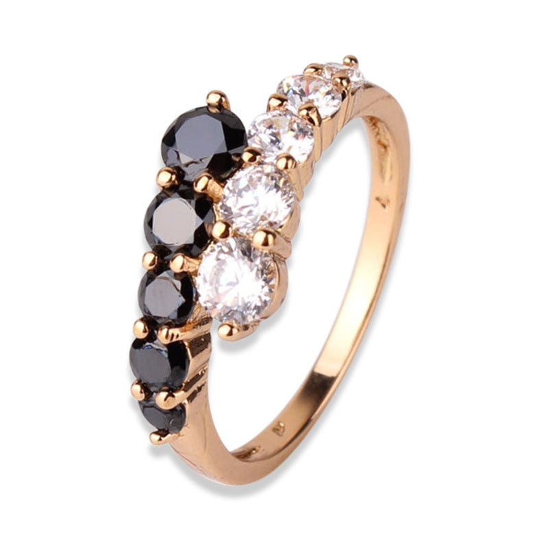 Fashion Classic Rings 18K Gold Plating Ring White&Black Crystals CZ Eternal Engagement Love Rings For Women Jewellry