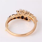 Fashion Classic Rings 18K Gold Plating Ring White&Black Crystals CZ Eternal Engagement Love Rings For Women Jewellry