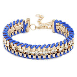 Fashion Retro Vintage Lady Alloy Metal Jewelry Braided Rope CZ Diamond Crystal Bracelets & Bangles Summer Style Jewelry