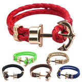 Unisex Couples Bracelet Men Anchor Woven Leather Bracelets&Bangles Multilayer Punk Charming Rope Pulseiras Femininas Hand Chain