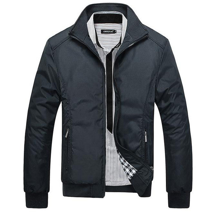New Arrival Spring Men's Solid Fashion Jacket Male Casual Slim Fit Mandarin Collar Jacket 3 Colors 