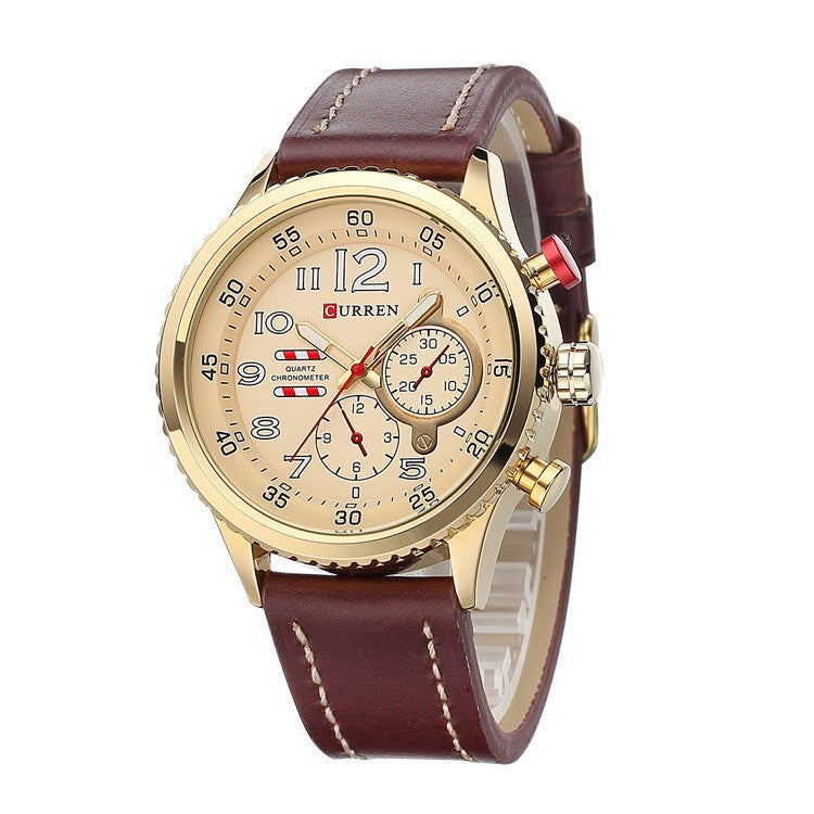 New CURREN Genuine Leather Strap Gold Business Watch Quartz Luxury Sport Watch Men Brand Watch relogio