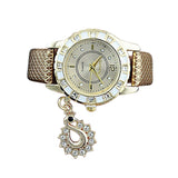 Fashion Wristwatch Swan Pendant Quartz Watch Crystal hours gold Leather Strap Rhinestone watches