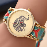 New watches women luxury brand Handmade Braided Elephant Friendship Bracelet GENEVA Watch Ladies Quartz Wristwatches