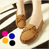 New Trendy Casual Flat Heel Shoes Bow Knot Round Toe Slip Candy Color Loafer Shoes Autumn Comfortable Women Shoes