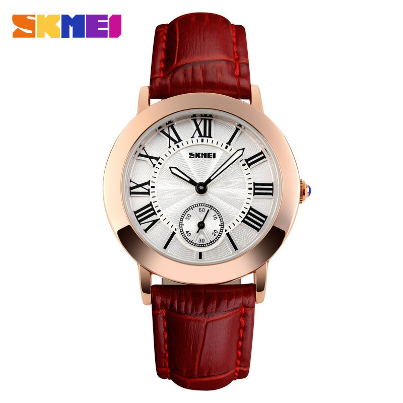 Women Quartz Watch SKMEI Brand Lady Watches Fashion Retro Female Casual Ladies Genuine Leather Strap Women's Wristwatches