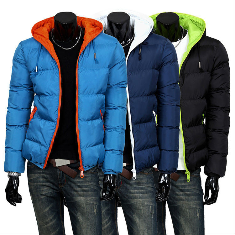 Mens winter jacket men's hooded wadded coat winter thickening outerwear male slim casual cotton-padded outwear