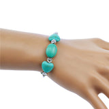 New Tibetan Silver Color Turquoise Bracelets & Bangles Inlay Roundness Bead Nation Bohemian Bracelets For Women Fine Jewelry