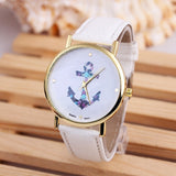 New Fashion Relogio Women Watch Ladies Vintage Flower Watch Anchor Leather Quartz Clock Casual Dress Watches