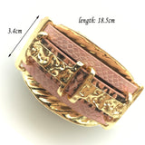 Brand Fashion Vintage Belt Buckle Alloy Wide Magnetic Leather bracelets for Women Men Statement Pulseras Mujer Gift