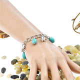 Fashion Elephant Bangles&Bracelets Vintage Beads Turquoise Chain Bracelets Silver Color for Women Jewelry