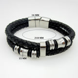 Hot Sell Classical Double Layer Handmade Genuine Leather Weaved Man Bracelets Fashion New Magnet Clasp Good Steel Wristband