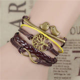 New Arrival Mix Infinity Love Leather Love Owl Leaf Charm Handmade Bracelet Bangles Jewelry Friendship Gift Items