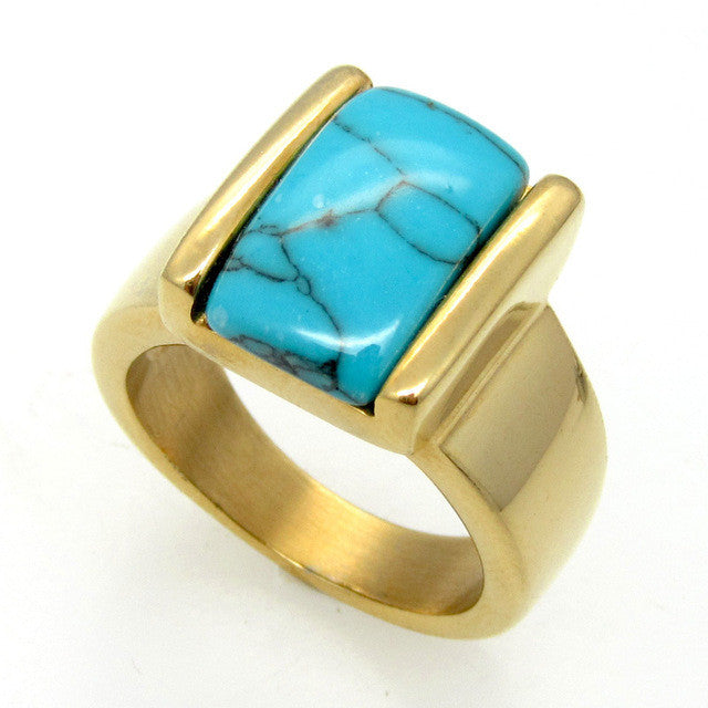 New Arrival Stainless Steel Unisex Natural Turquoise Rings Suitable For Both Men And Women Fashion Ring Lead Nickel Free