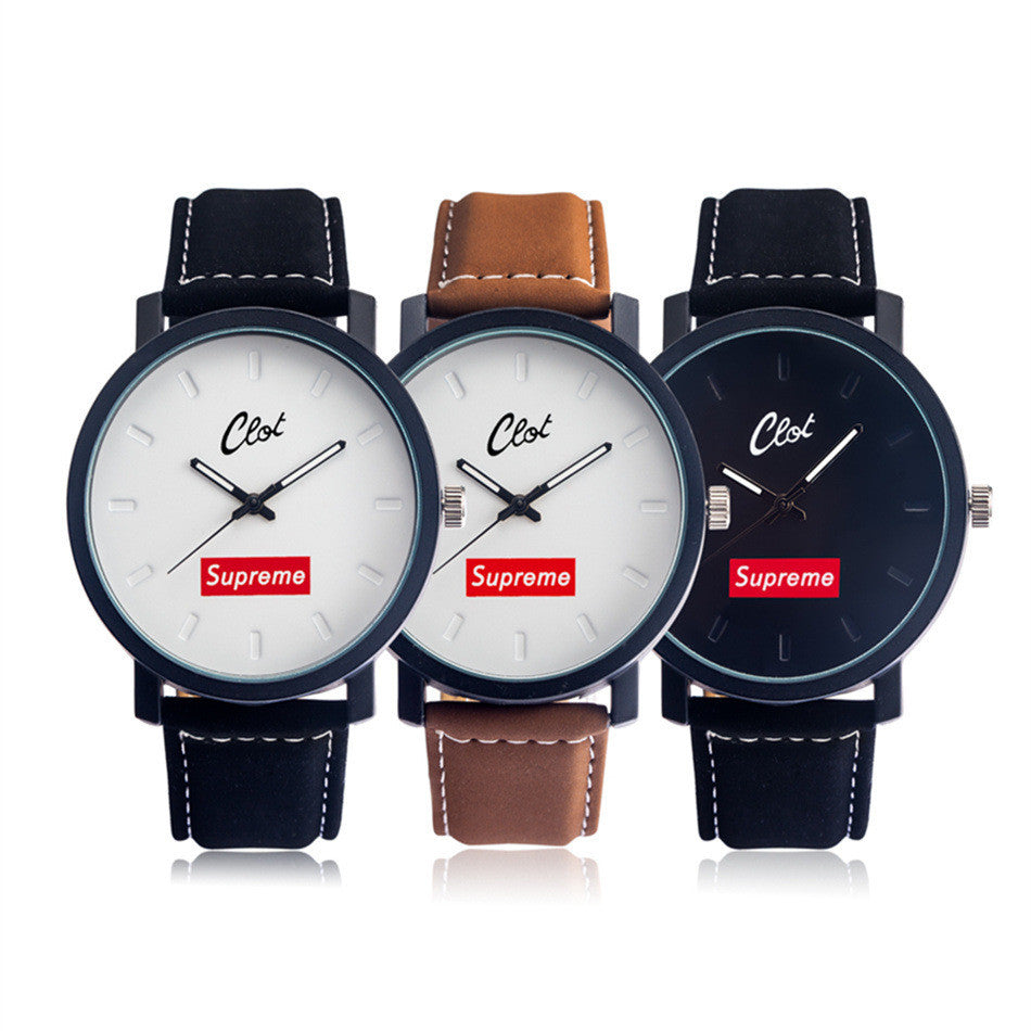 New Brand Watch Sports Watches Men Quartz Male Clock Black Leather Men'S Wristwatch Women Dress Watch Supreme