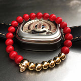 New Charm Bracelet Northskull Skull Fashion Men Women Girl Bracelets 6MM Red coral rock high quality