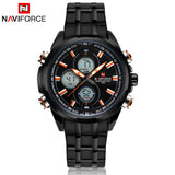 New NAVIFORCE Men's Quartz Digital Watch Men Sports Watches Military Army Full Steel Luxury Top Brand Wrist Watch LED Clock