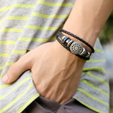 Men Jewelry Pirate Style Bronze Genuine Leather Anchor Bracelets Wholesale Cuff braided Wrap Bracelet & Bangles Gifts