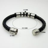 Men Jewelry Pirate Style Silver Genuine Leather Skull Bracelets Magnet Wholesale Cuff Braided Wrap Black
