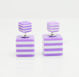 Fashion accessories jewelry New Square double pearl stud mix color gift for women girl