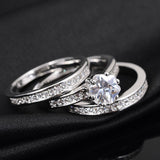 High Quality Eternity CZ Diamond Ring Lovers Set White Gold Plated Engagement Wedding Rings for Women Couple Jewelry