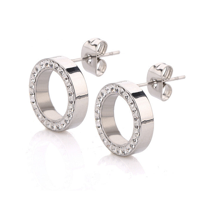 Fashion earrings 316L Stainless Steel Earring Crystal Stud Earrings For Women Joyas Brincos Bijoux Jewelry