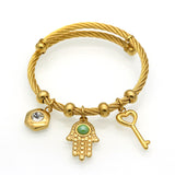 Women Bracelets Bangles Charms Of Evil Eyes Hand Key 18K Gold Plated Trendy Simples Jewellery 