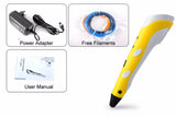 3D Printing Pen1.75mm ABS/PLA Smart 3D Pen Drawing Pen+Free Filament+Adapter Creative Gift For Kids Design Painting
