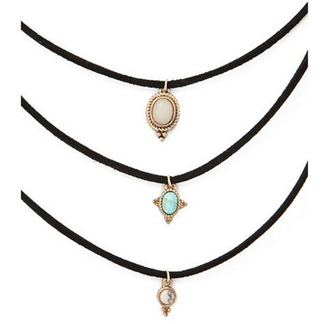 Fashion 3 Colors All-match Turquoise Chokers Necklaces Alloy Cute Pendants Necklaces Hot-selling Sets Necklace