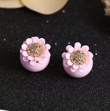 New Fashion Women Luxury Brand Double Pearl Earrings Personality Flower Double Stud Earrings For Women Girls Gifts
