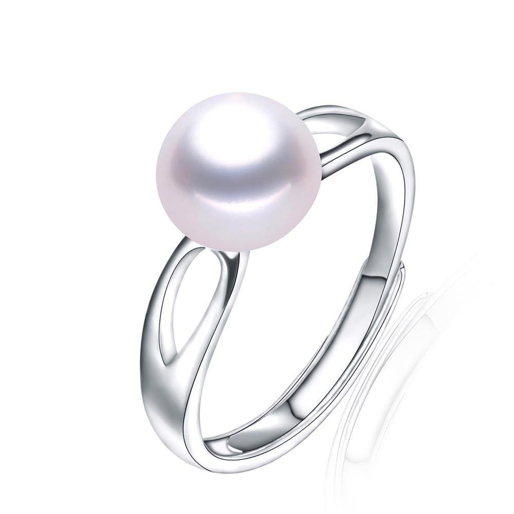 platinum plated ring for women genuine natural pearl jewelry 925 silver adjustable ring white pink purple pearl 