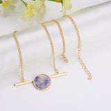 Chain Assorted Color Gold Matchstick Bar Round Faux Marbleized Stone Short Choker Necklace for Women Fashion Brand Jewelry