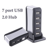 480Mbps 7-Port 7 Port High Speed USB 2.0 HUB + AC Adapter Cable + Plug for Computer Peripherals Accessories with LED Indicator