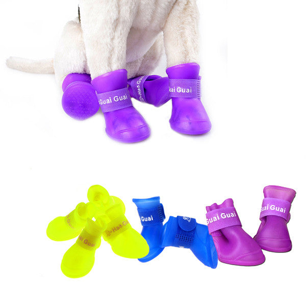 Cute Pet Rain Shoes Boots Protective for Pets Dogs(4pcs/set)