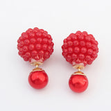 Double Side Imitation pearl fashion earring Trendy Cute Charm Pearl Statement Ball Stud earrings for women
