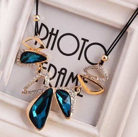 New Statement Choker Vintage Charms Geometric Women Collar Rhinestone Crystal Gem Necklaces&Pendants Fine Jewelry
