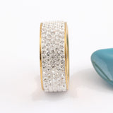 Row Crystal Jewelry Free Shipping Wholesale 18K Gold Plated Stainless Steel Wedding Rings