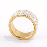 Row Crystal Jewelry Free Shipping Wholesale 18K Gold Plated Stainless Steel Wedding Rings