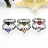 Stainless Steel Ring Heart Love Zircon Simulated Diamond Fashion Accessories Women Ring aneiss Engagement Jewelry
