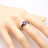Stainless Steel Ring Heart Love Zircon Simulated Diamond Fashion Accessories Women Ring aneiss Engagement Jewelry