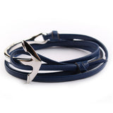 Tom hope New Arrival Fashion Jewelry PU Leather Bracelet Men Half Bend Anchor Bracelet Hooks Bracelets For Gift