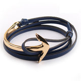 Tom hope New Arrival Fashion Jewelry PU Leather Bracelet Men Half Bend Anchor Bracelet Hooks Bracelets For Gift