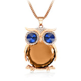 Trendy Owl Necklace Fashion Rhinestone Crystal Jewelry Statement Women Necklace Silver Chain Long Necklaces & Pendants