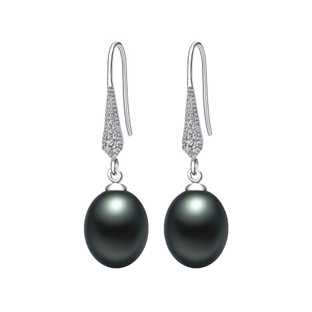Black Pearl Earrings,AAAA High Quality 925 sterling Silver Jewelry For Women,Fashion Party Earrings